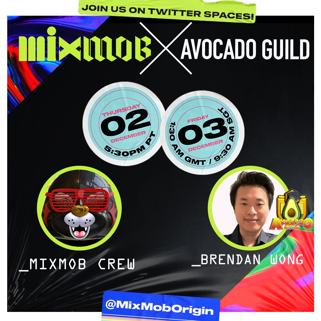 maxxmxmcoin's tweet photo. UP TOMORROW ON OUR TWITTER SPACES GRAND TOUR: WE CATCH UP WITH BRENDAN WONG, CEO &amp; CO-FOUNDER OF AVOCADO GUILD 🥑

DETAILS:
👉 DEC 2 | 5:30PM PT  
👉 DEC 3 | 1:30AM | 9:30AM SGT

TUNE IN: @Avocadoguild 🥑

LFG ✊

#DAO #DAOMakers #Metaverse #P2E https://t.co/0QBKllfQeO