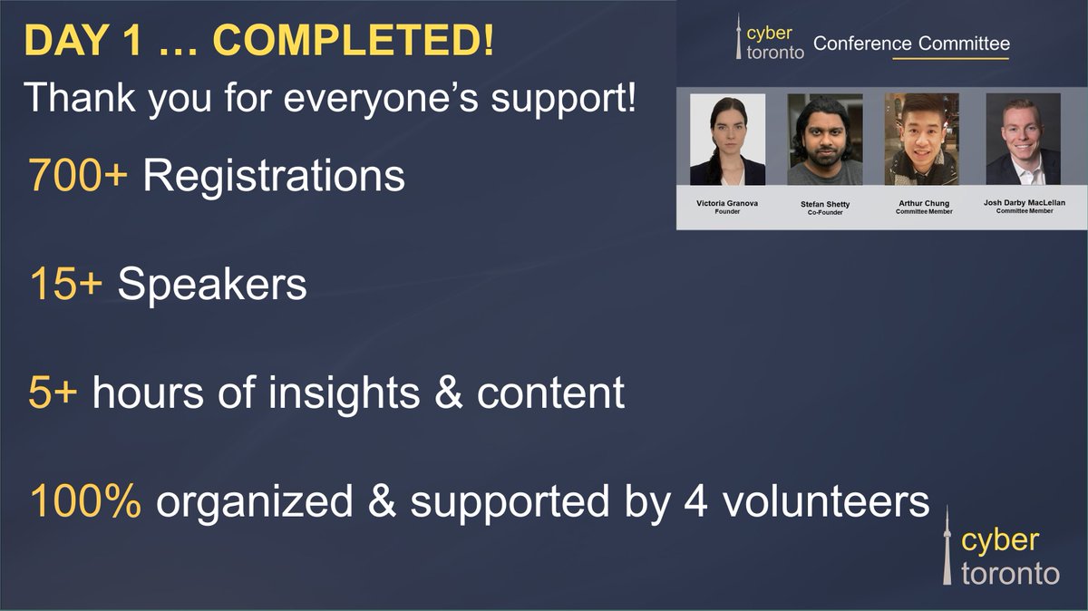 A big shout-out to speakers and attendees!
We are looking forward to seeing everyone tomorrow for another day packed with insights.
#cybersecurity #infosec #volunteers