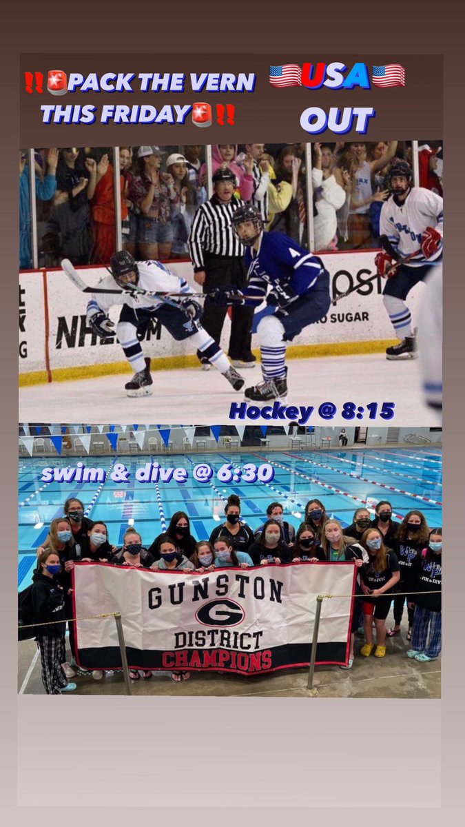 🚨PACK THE VERN THIS FRIDAY🚨
‼️SWIM&amp;DIVE AND HOCKEY AT MOUNT VERNON REC CENTER‼️