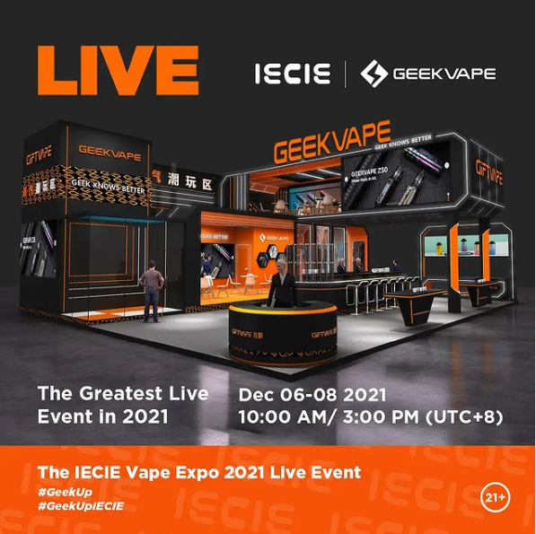 GeekvapeTech's tweet photo. The IECIE Expo 2021 Live Event is coming soon!The greatest Live Event in 2021 you cannot miss!
https://t.co/86SRhkur3V
Warning: you must be of legal age to vape, thank you!
Not for U.S. market.
#geekvape #GeekUp #obelisk65fc #obelisk #qisitech #velxtech https://t.co/i7ECd5fcwk