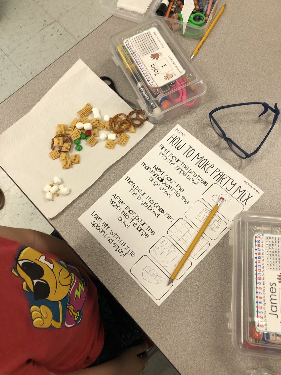 gves_smith's tweet photo. We are working on “How To” writing, and we practiced by following the steps of how to make party mix. Yum! @GreenValleyElem https://t.co/1pmYbWjbo0