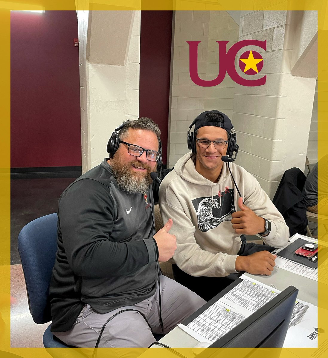 JimStrawn21's tweet photo. My boy, @Guy_Myers_5 with the voice @jdub26pt2 โฆ a little halftime interview. #FlyHighBrother https://t.co/HUd96a4PS6