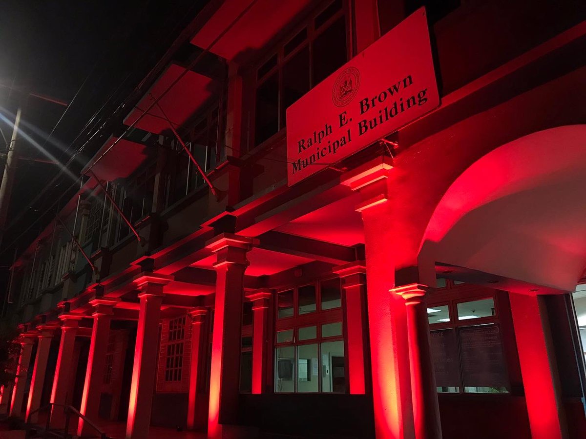 kgninred's tweet photo. Several corporate buildings and the @ksamcorp murals across the City of Kingston have been lit red to commemorate #WorldAIDSDay. 

#WorldAIDSDay2021 #KgnInRed #KgnInRedDay https://t.co/xsOWGqZ4xg