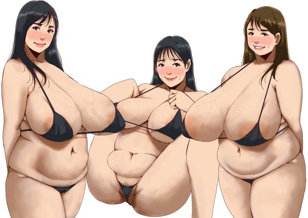 ムッチムチお腹の黒ビキニ#ぽっちゃり#血管おっぱい#bbw 
