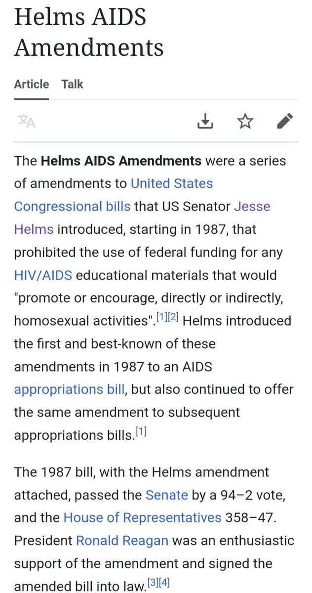 As #WorldAidsDay2021 draws to a close, please also never forget that Jesse 'KKK' Helms successfully cut off federal AIDS funding to @GMHC with the enthusiastic support of Ronald Reagan and more than 80% of Congress because GMHC had the nerve to produce a comic about gay sex.