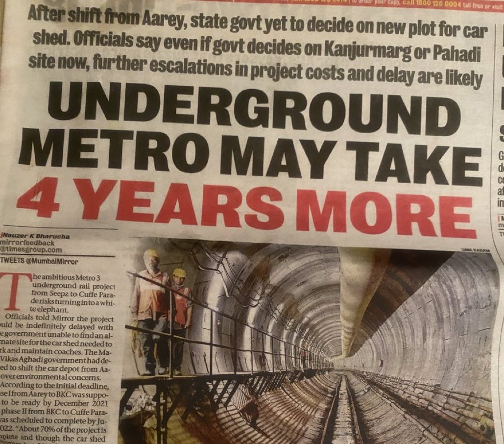 rishibagree's tweet photo. Shifting Metro from Aarey due to five star activism has costed the state exchequer ₹10000 crore and 4 year of delay. Those Bollywood actors who protested are today travelling in diesel guzzling luxurious SUV while common Mumbaikars continue to suffer on local buses and trains. https://t.co/ETpg0hL0Uk