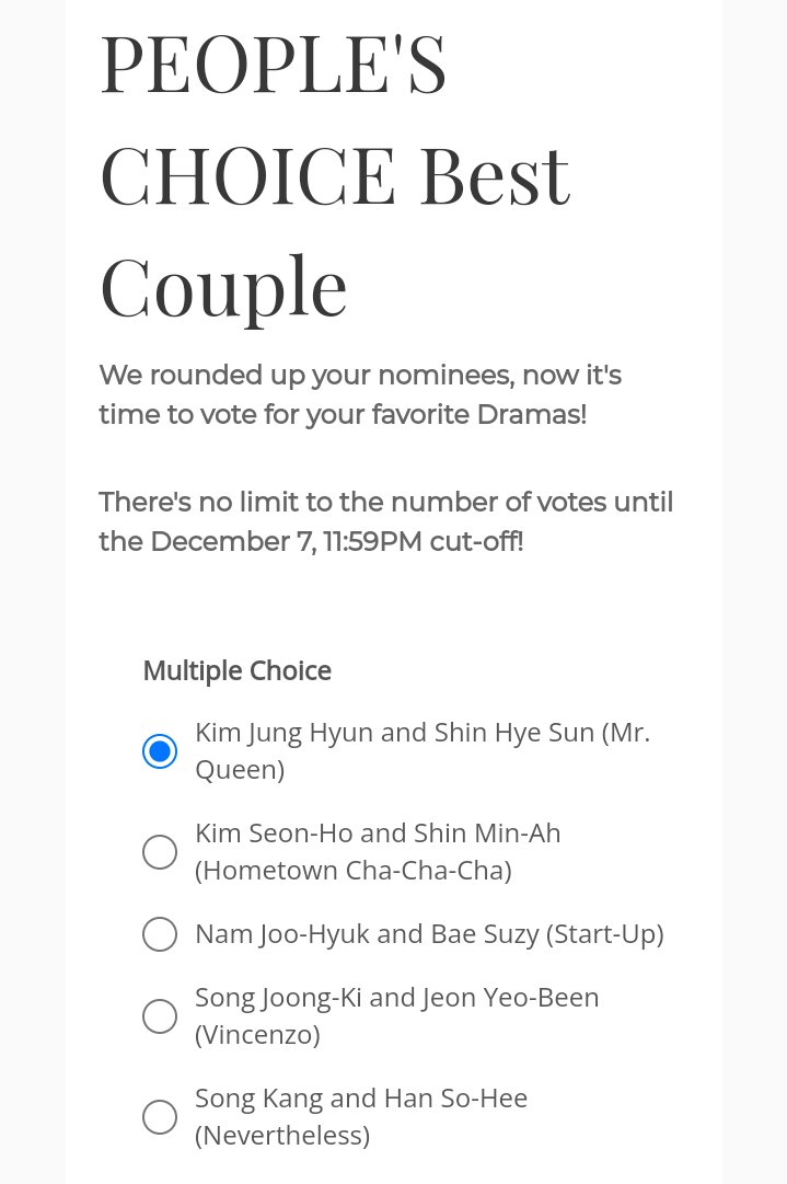 JungHyeGlobal's tweet photo. [VOTE] Website voting is now open for Metro Best K-Drama Awards People's Choice: BEST COUPLE and you can vote multiple times!

Please vote our King &amp; Queen for "People's Choice: Best Couple!"

🔗https://t.co/Xr5KTirlfx

#shinhaesun #신혜선
#kimjunghyun #김정현
#MrQueen #철인왕후 https://t.co/E0rbHtAJse