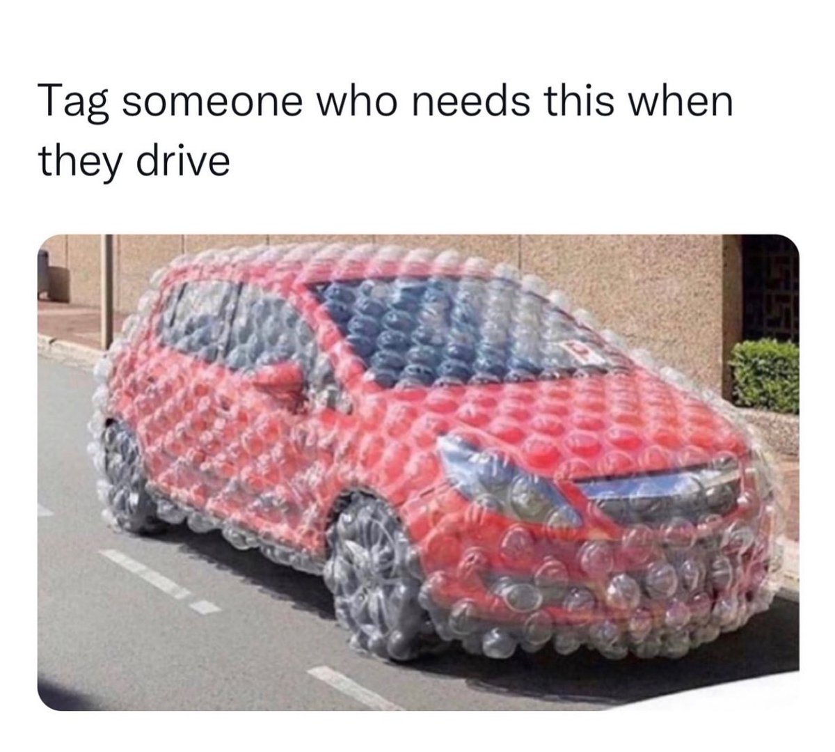 arisleydac17's tweet photo. Bubble wrapping your car isn’t enough protection. 😂 Best decision is to get @acceptancehq auto insurance. #acceptanceinsurance https://t.co/I1GiXrMxGZ