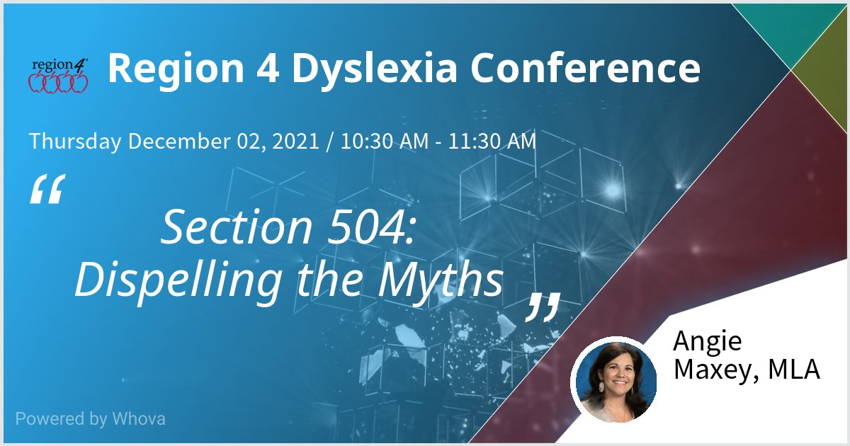 AngieMaxeyUST's tweet photo. I am speaking at Region 4 Dyslexia Conference. Please check out my talk if you're attending the event! #R4Dyslexia #R4DyslexiaConference - via #Whova event app https://t.co/tNOMHCIRCf