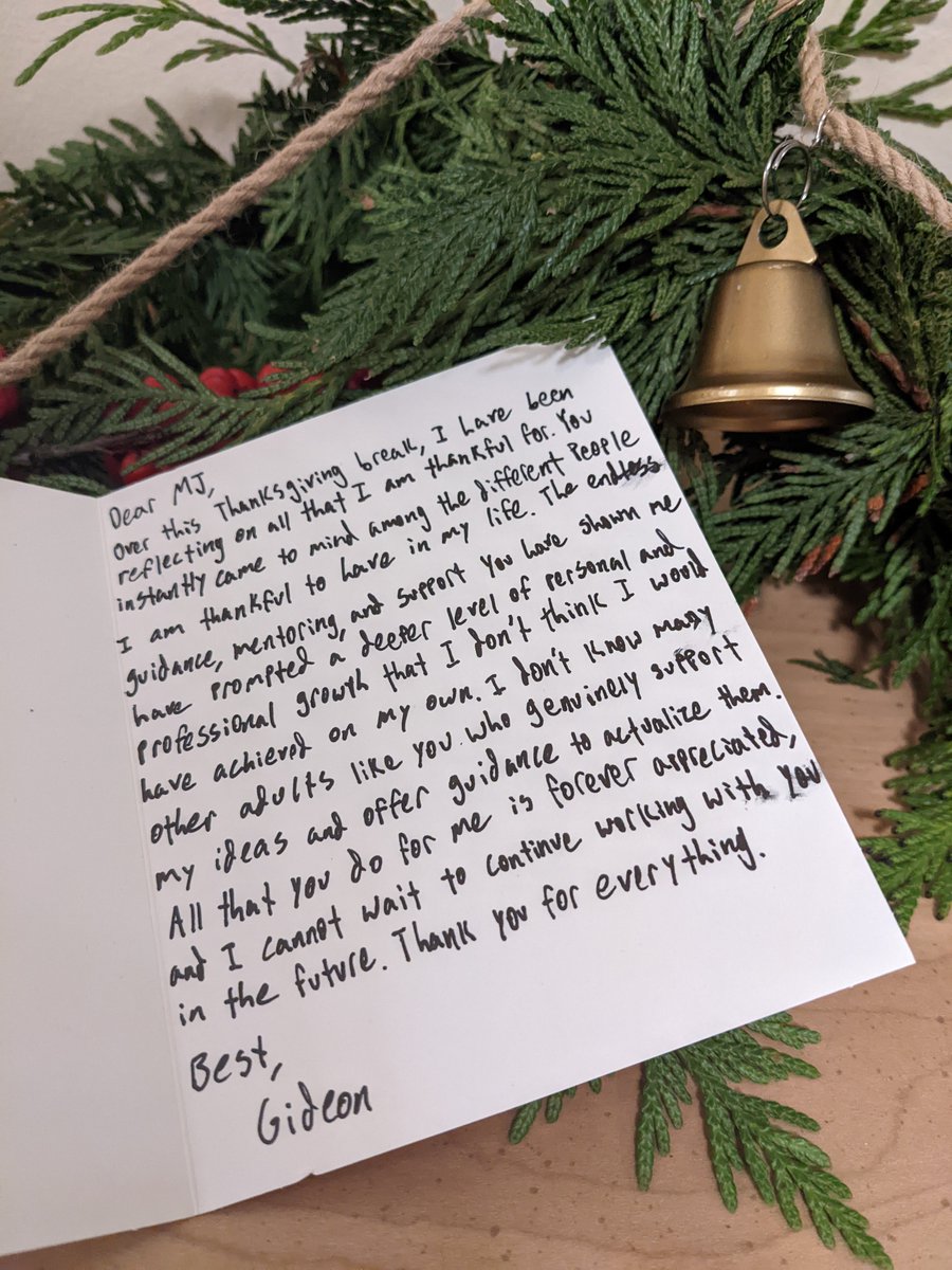 MJMadda's tweet photo. No better Christmas gift this year than a letter from a student. Brb, gonna go cry (thanks @giddybud 🙏) https://t.co/bKEnoCdJyC