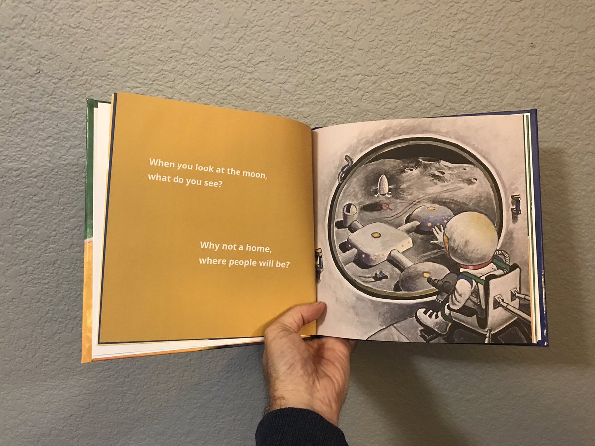 BrettRocketSci's tweet photo. Every journey begins with an #inspiration. One day there will be ppl on the #moon who say a #childrensbook planted an essential seed of #vision & #desire.
Today the proof copy of the hardback arrived!#GoodnightMoonBase @GetOnTheMap @ForAllMoonkind @MoonVillageAssn @LifeboatHQ https://t.co/6Dmslk6ve0