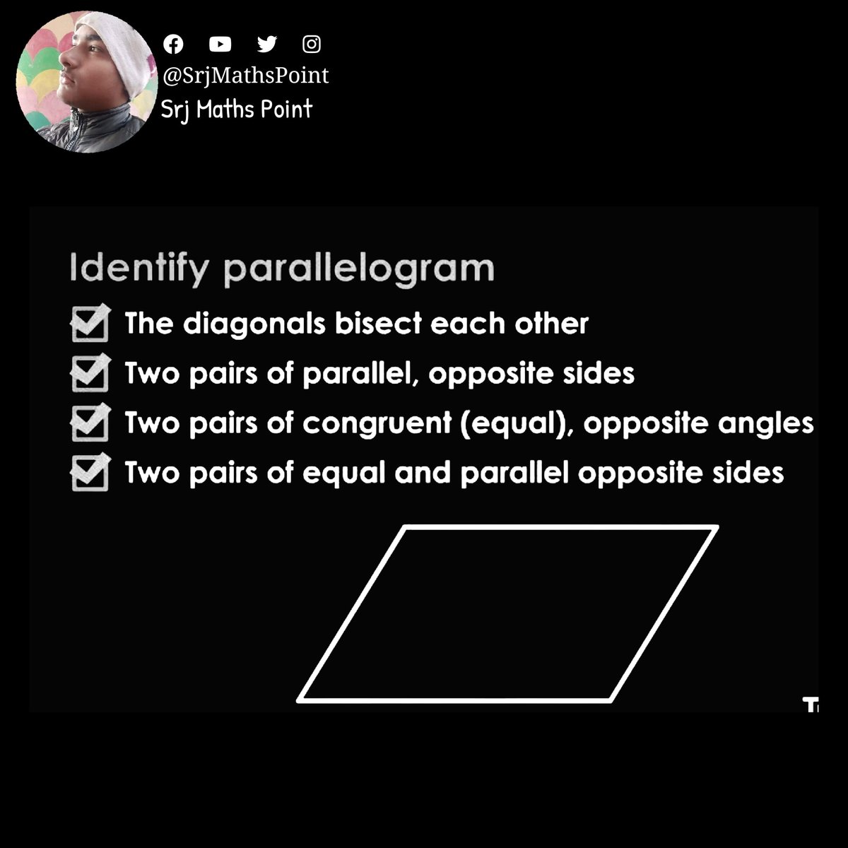 SrjMathsPoint's tweet photo. ❝ Identify Parallelogram ❞
•
•
Follow for more @SrjMathsPoint
•
•
#srjmathspoint #maths #math #study #mathematics #polygon #angel #selfstudy #mathteacher #mathproblems #mathsnotes #mathstricks #mathskills #geometry #linesegment #mathsucks #mathsisfun #mathsbeauty https://t.co/1zq7LOhvVp