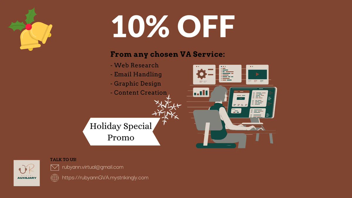 rubyann_VA's tweet photo. Holiday season 🌲❄️☃️ is fast approaching! ‼️😱

I have a gift for you! 🎁

Get 10% OFF from your choice of service!  📴

Let's talk about what service I can provide you with! 

There's no time to lose! 

📍Book a FREE 30-minute consultation at  https://t.co/v6J3z8IVAp https://t.co/nLWDpxEqpA