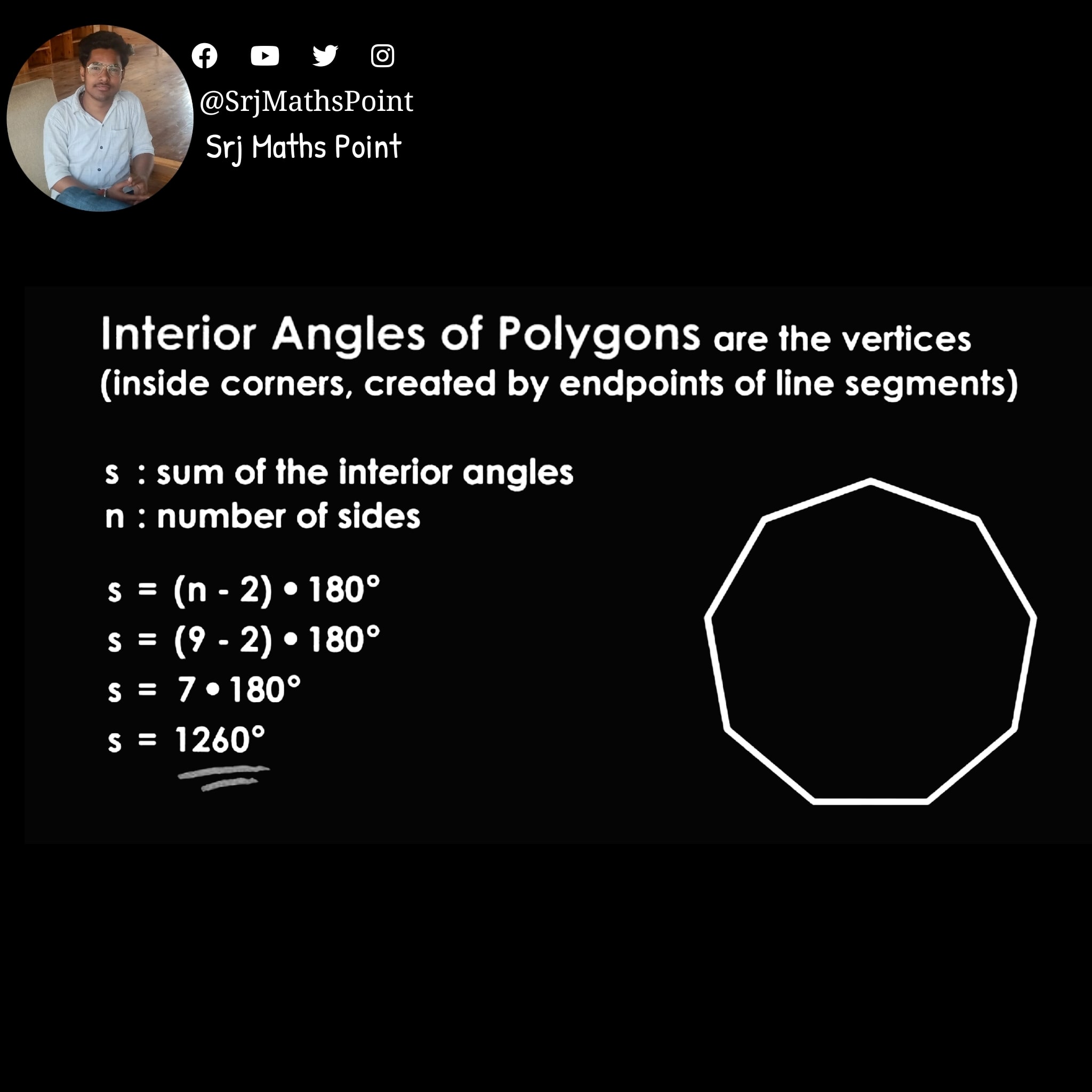 Srj Maths Point On Twitter: &quot;❝ Interior Angels Of Polygon ❞ • • Follow For  More @Srjmathspoint • • #Srjmathspoint #Maths #Studygram #Mathematics  #Mathsnotes #Selfstudy #Math #Geometry #Polygon #Coordinate #Diagonal  #Mathstudent #Mathslover #