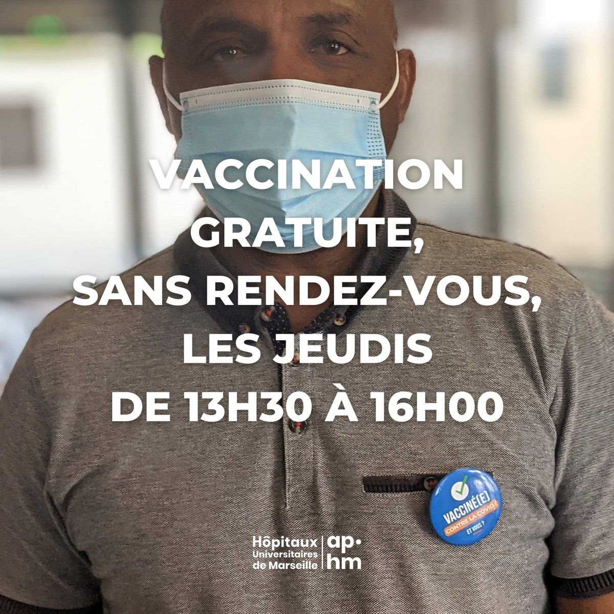 aphm_actu's tweet photo. TOUS LES JEUDIS à l'Espace Santé #APHM
⏰ De 13h30 à 16h00
📍 28 Bd de la Padouane "Le plateau". 13015 Marseille 
🚨🚨 SANS RENDEZ-VOUS 🚨🚨 https://t.co/NzJuA49Ib2 #vaccination #COVID19 https://t.co/OvGNnUgYhK