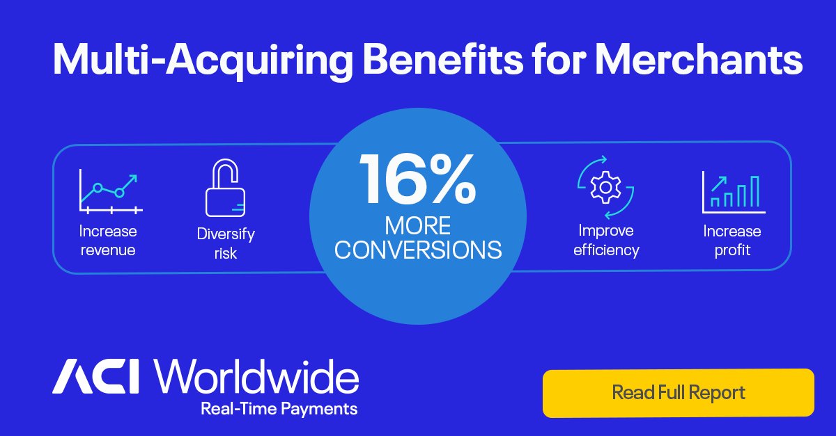 CiaraShepherd's tweet photo. From increasing conversions to optimizing costs, the benefits of multi-acquiring for merchants cannot be denied. This @ACI_Worldwide eBook explores the multi-acquiring strategy and why it has become essential for security and sales: https://t.co/92R6jNxziU https://t.co/X6b2ZeBFy9