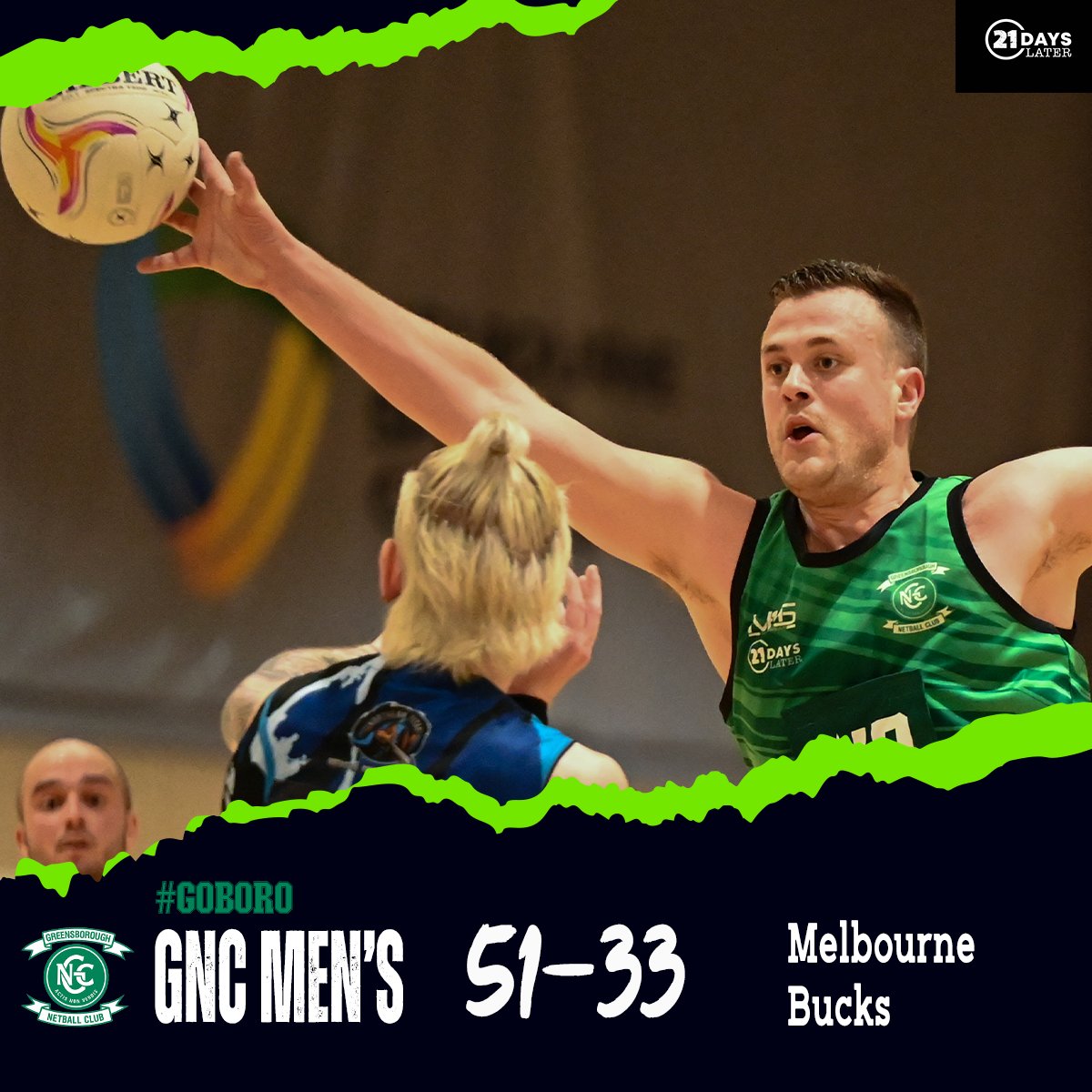 GreensboroughNC's tweet photo. Another week, another victory for our Men's side competing in @VMMNA_ Men's Division 1! The side took a strong 51-33 victory over an understrength Melbourne Bucks in Round 3. #Netball #MensNetball #GoBoro https://t.co/wj4I20qmRb