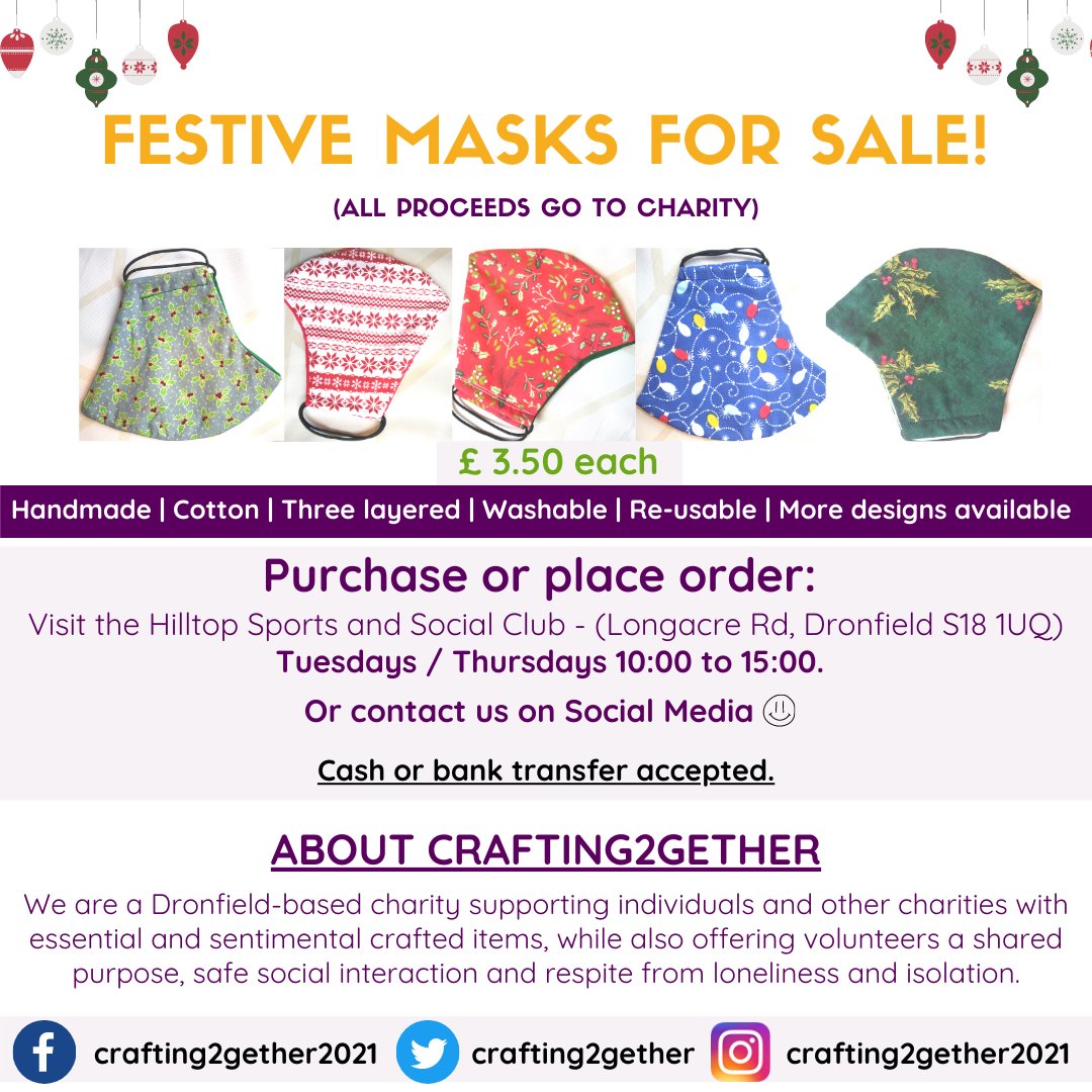 Given the new mandates, if you would like to purchase festive masks, please do get in touch with us.