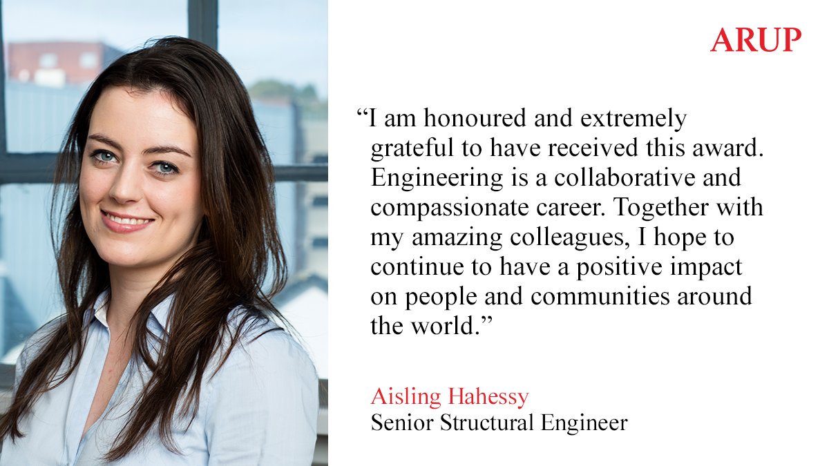 Our Senior Structural Engineer, Aisling Hahessy, is <a href="/EngineerIreland/">Engineers Ireland</a>’s #EngineerOfTheYear 2021. Aisling has a strong track record on complex building and infrastructure projects across the world. Read more here: bit.ly/3G1s3rl

#WeAreArup #StructuralEngineering