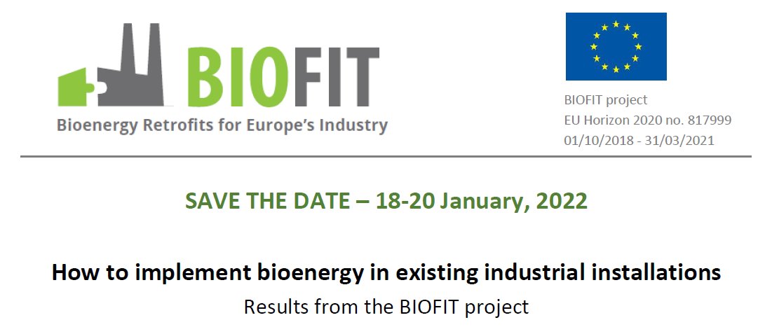 Join us for the final conference of the #BIOFITH2020 project taking place on 18-20 January and learn how to implement #bioenergy in existing #industrial installations. More info about the agenda and registriation (free) are avilable here: bit.ly/3lskCla