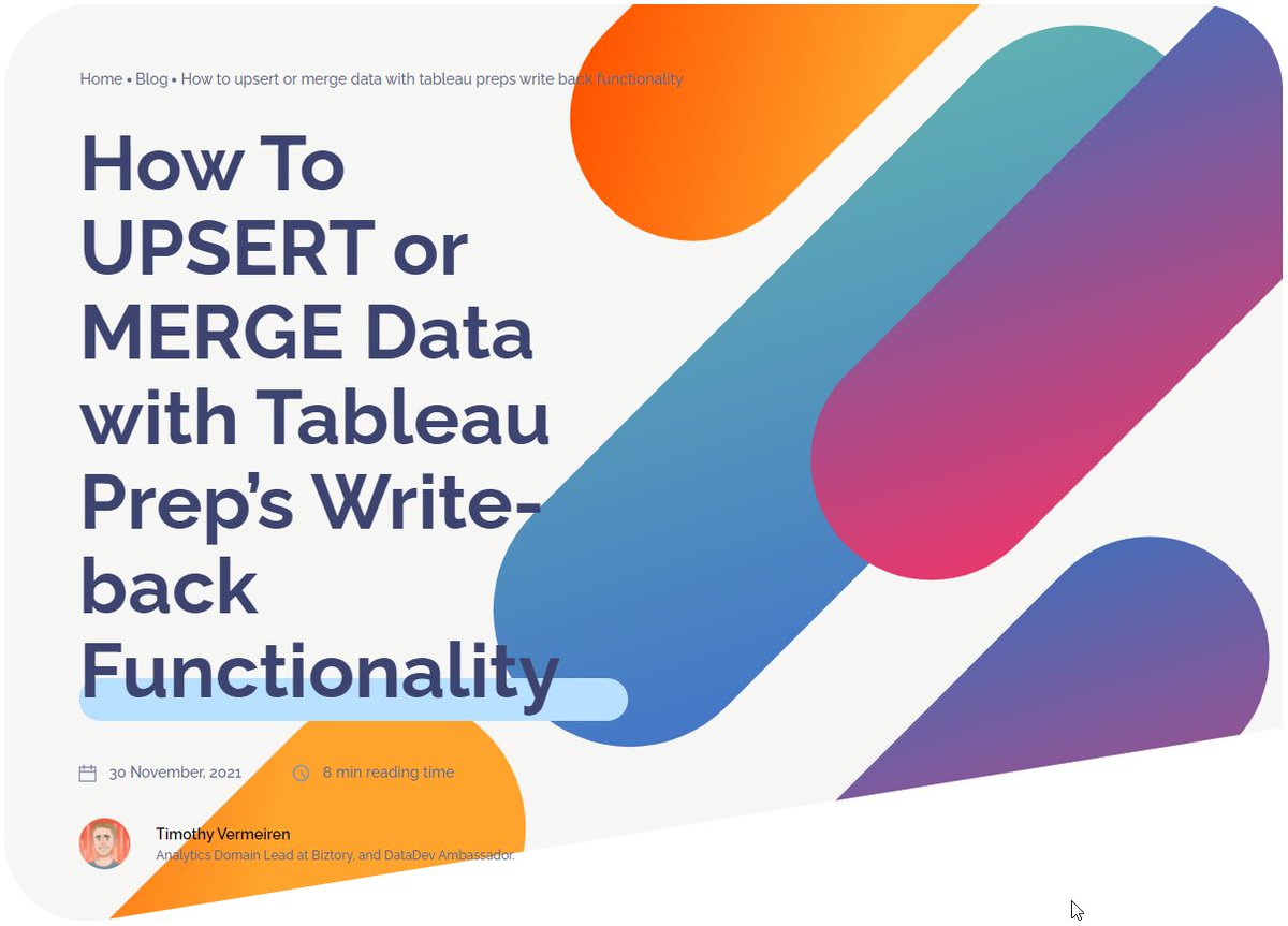 Have you ever wondered about whether you can MERGE or UPSERT data with Tableau Prep, when writing back to a database? It's not a built-in functionality, but it turns out it's not so difficult!

biztory.com/blog/how-to-up…

The secret? Prep's capability for Custom SQL...