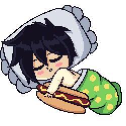 ProjectFrallen's tweet photo. We were gonna do chibis for loading screens but it's looking like we might have to scrap that since there's just too much to do already.
An F for our hot dog MC. You will be missed 😔

#visualnovel #pixelart #indiedev https://t.co/p4HZxW4JcN