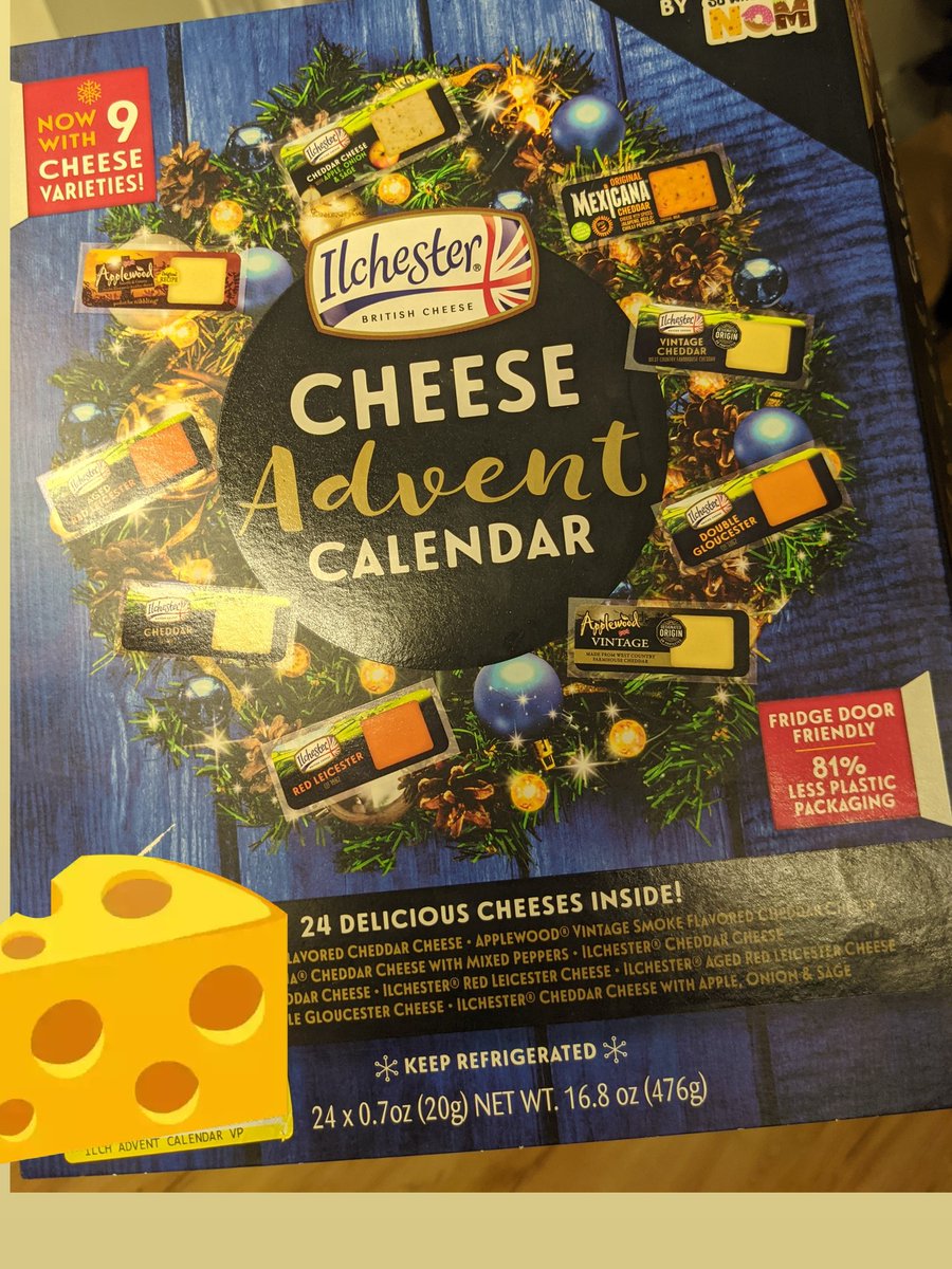 TikiPumpkin's tweet photo. Well it's December now; so I get to break out my new cheese Advent calendar.
I say this is more my style.
>:3
#cheesenotchoc #AdventCalendars https://t.co/8kSY6yUuoA