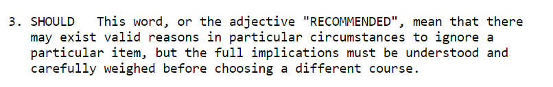 LiberalMark's tweet photo. #CIP9: CIP 9 - Protocol Parameters
https://t.co/IuosV0lF7R
Author: @khstandrews at @InputOutputHK...
Do we not interpret the word SHOULD is defined by #RFC2119? #AskingForAFriend https://t.co/XSoF7rNigQ