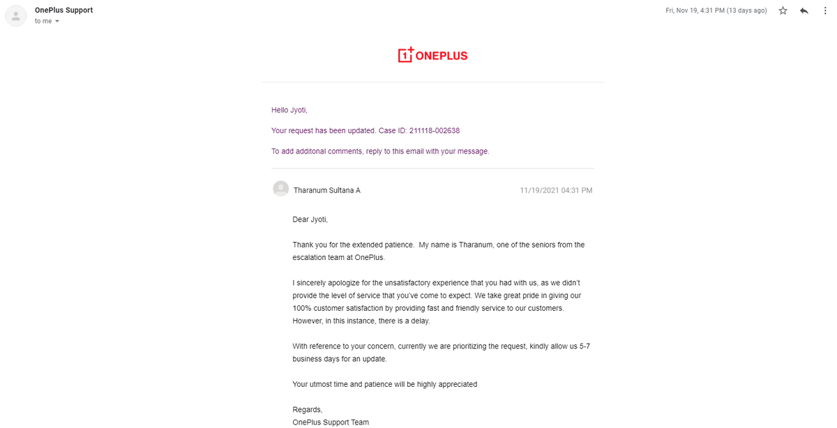 JTapariya's tweet photo. @OnePlus_Support I have reached out via DM. Please respond unlike these emails where you guys did not bother to respond back. https://t.co/lWdLiKk0BS
