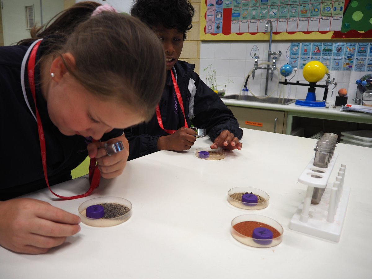 EarthScienceWA's tweet image. Dianella Primary College's lab was buzzing with activity during our incursions. Students made fake fossils, investigated lava viscosity, tested rocks for a mineral, examined soils &amp;amp; flooded model landscapes-phew! Lots of fun learning. Thanks to #WACoreOperations supporters