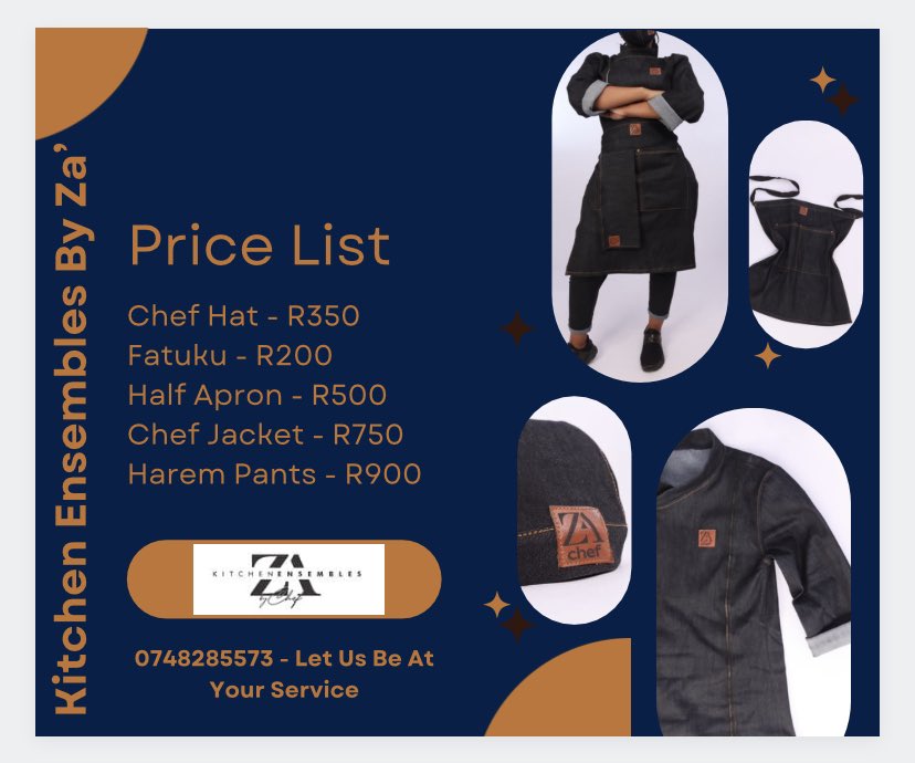 zaelitesolution's tweet photo. Kitchen Ensembles By Za’🖤. 

Your one stop shop for all Your cookware, kitchen apparel and industry related supplies. 

#Denimwear #Cookware #Kitchenuniform #cookingapparel #food&amp;bev #cheflife https://t.co/1QA55wD0e2