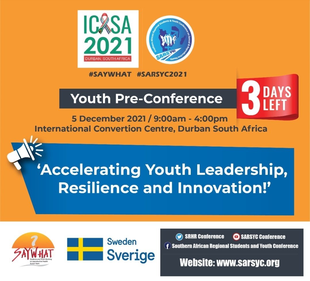 MunasheMus3ba's tweet photo. Don't miss out the #ICASA2021 Youth Pre-Conference. "The conference will, among other issues, explore the  intersectionality of SGBV, SRHR, HIV and AIDS, COVID-19 &amp; other emerging issues during the pandemic." @SwedeninZW @UNFPA_Zimbabwe @saih @WHO @UNAIDS @jimmy_wilford https://t.co/m6ewH7Z499