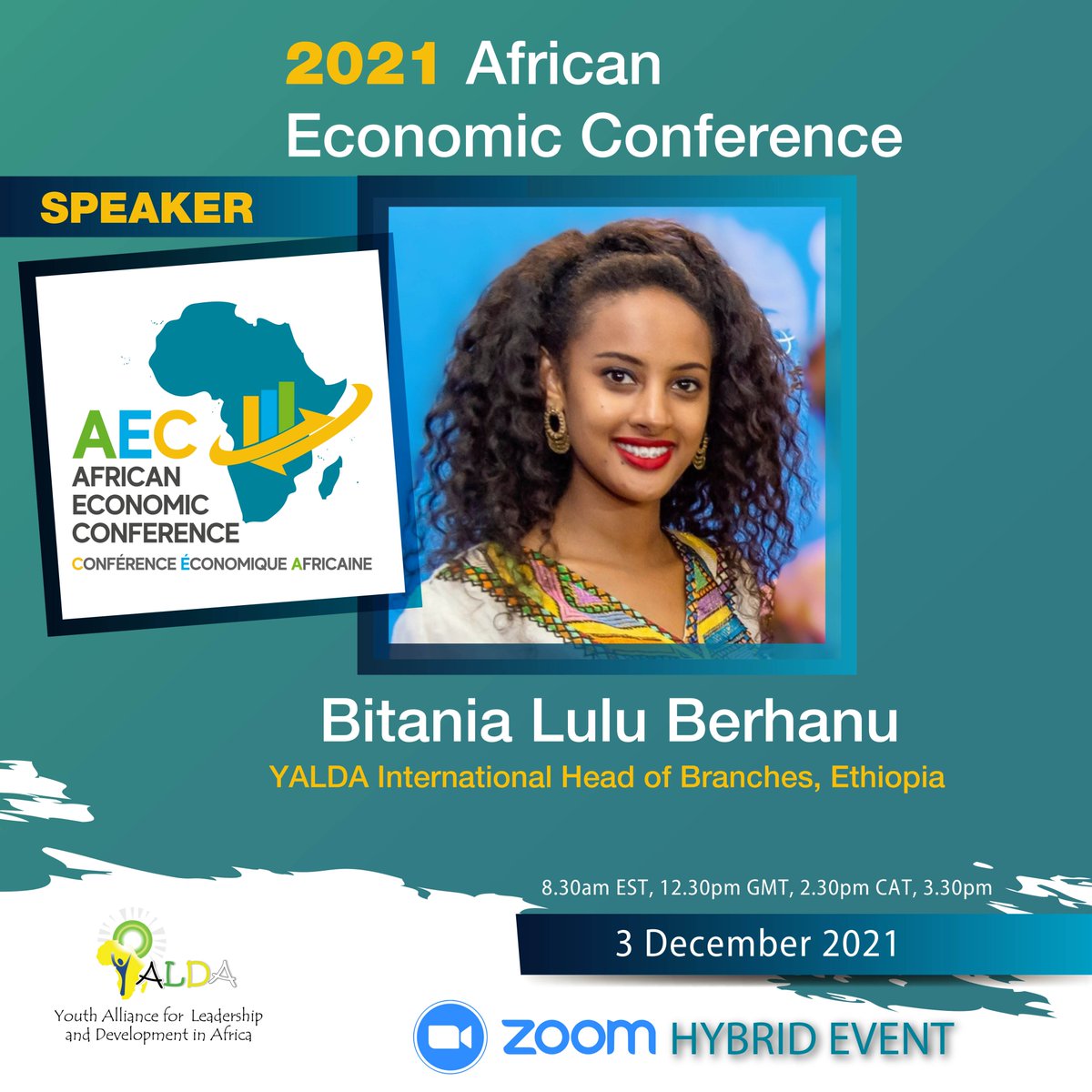 yaldafrica's tweet photo. Meet our speakers and moderator:
@bitania_lulu
@iamboum3jr
Jointly organized by
@ECA_OFFICIAL
@AfDB_Group
@UNDPAfrica
AEC is Africa’s flagship annual economic meeting. Join the only youth event at the AEC organised by YALDA. Register here: https://t.co/wkyEeyx5LL #YALDA4AEC https://t.co/rRiFSzuTn4