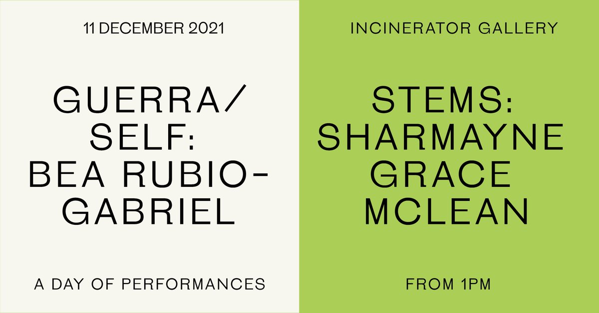 hyphen_projects's tweet photo. Join us for a day of performances by Hyphenated Biennial artists Bea Rubio-Gabriel and Sharmayne Grace McLean activating our Incinerator Gallery site.

Saturday, 11 December 2021 from 1pm.
RSVP: https://t.co/tovVK415YA https://t.co/qh98PE1T6X