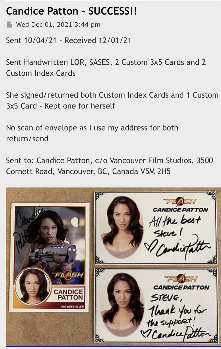 MPhoenix66's tweet image. Always great seeing actors returning fanmail back to fans. Only bad thing is the waiting @candicepatton @CW_TheFlash #CandicePatton