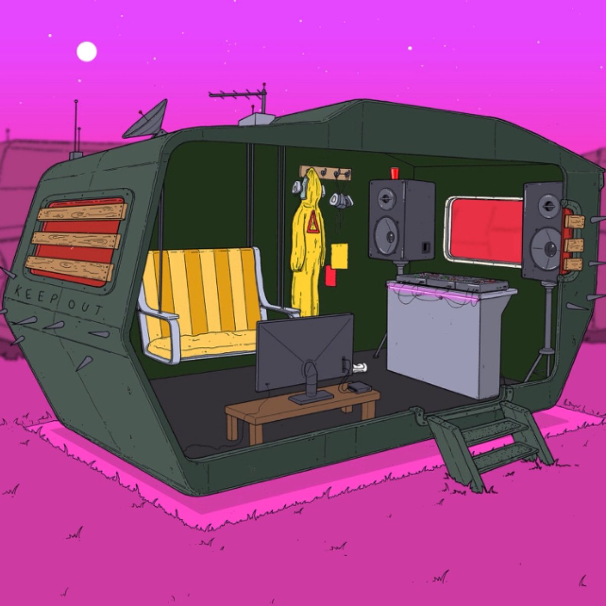 ThatNFTShill's tweet photo. With sweat dripping off my hazmat suit, my $2 watch shows 3:04am

“Why the hell did I agree to DJ that child’s Breaking Bad themed party”

Exhausted, I retreat to my swing watching COPS reruns as I wait for those damn zombies to appear

Hey, at least the PBR is cold

#MyTrailer https://t.co/ogXSXU9CCx