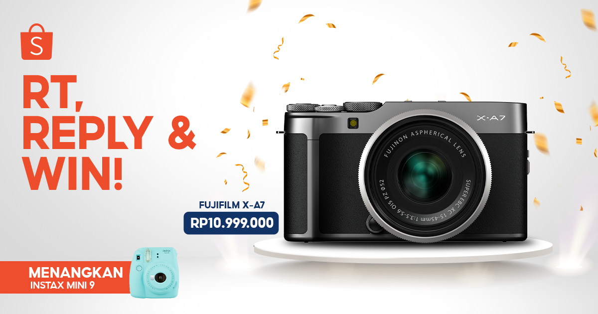ShopeeID's tweet photo. ✨ GIVEAWAY INSTAX MINI 9 ✨

Sobat Shopee! Yang mau Instax Mini 9 dari mimin, buruan ikuti caranya ya:

1. FOLLOW @ShopeeID 
2. RT &amp; LIKE tweet ini
3. REPLY "#ShopeeKamisSeru" YANG BANYAAAAK!

Pemenang dipilih acak &amp; diumumkan 7 Desember '21. https://t.co/GOURwRQmsm
