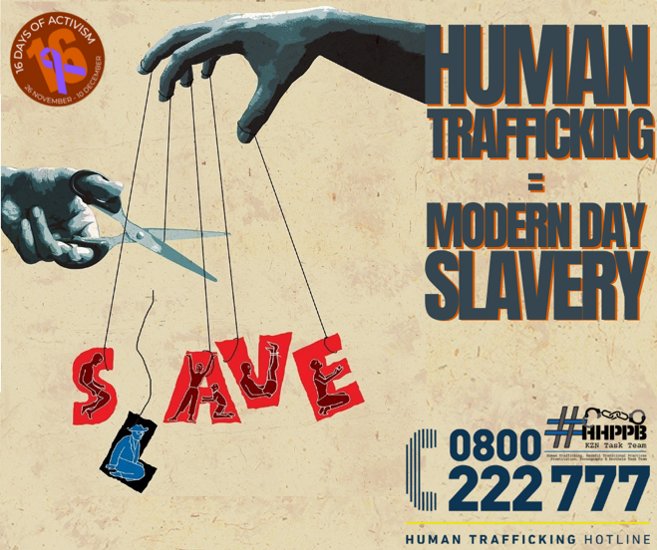 The 2nd of DECEMBER is the INTERNATIONAL DAY FOR THE ABOLITION OF SLAVERY!                                                                                                                                       For more information or to report Human Trafficking call 0800 222 777