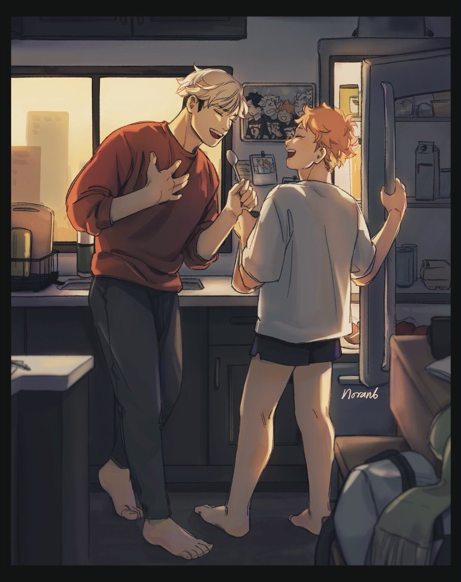 noranb_'s tweet photo. “we were dancing ‘round the kitchen in the refrigerator light..” #atsuhina https://t.co/F29UpzwBD2