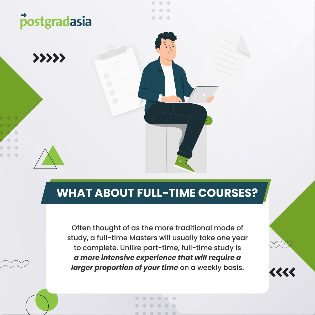 postgradasiaMY's tweet image. 👋🏼 Hey all! Deciding to study Masters or PhD is a big decision. As well as making choices about your course and institution, you’ll also need to consider whether to study full-time or part-time. Register now at bit.ly/postgradasia_P… 

#postgradasia #postgradstudy #masters #phd