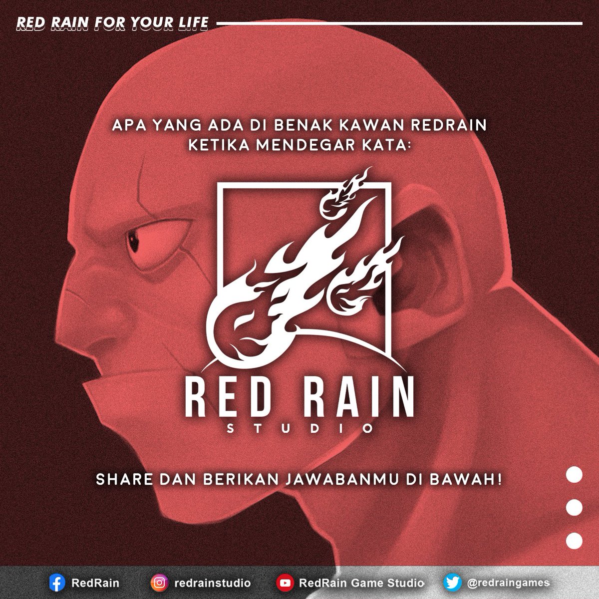 redraingames's tweet photo. Jika Kawan RedRain mendengar nama RedRain Game Studio, kira-kira apa yang terbenak di dalam Kawan RedRain semuanya? Hmm, pastinya beragam bukan?

Tetapi, RedRainStudio hanya ada 2 point penting yaitu gaming studio dan art.
#redrain #redrainstudio #studiogame #game #art #indiegame https://t.co/JRo9czjTud