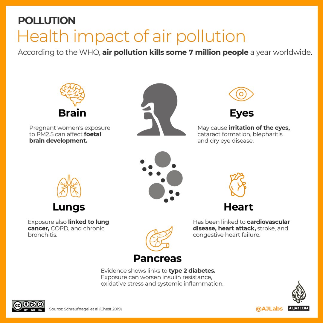 More than 90% of the world’s population lives in areas where air pollution exceeds WHO limits. Air pollution is linked to a number of illnesses including asthma, diabetes, and heart disease. #Lahore #smog #climatechange #pollution #PollutionControlDay