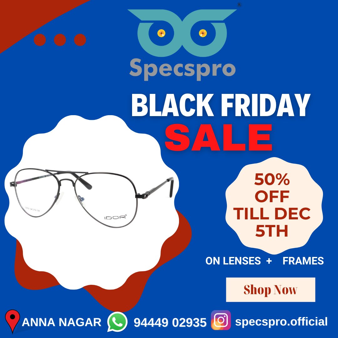 specspro_off's tweet photo. "Don't take off that specs you look great.......I know."
#Specspro #SpecsproEyewear #Specsproannanagar #LiveinSpecspro #onlineshopping #offeronglasses #deals #discounts #eyeglasses #sunglasses #blackfriday #blackfridaysale #sale #promo #fashion #blackfridaydeals2021 https://t.co/yMbIAkWLX0