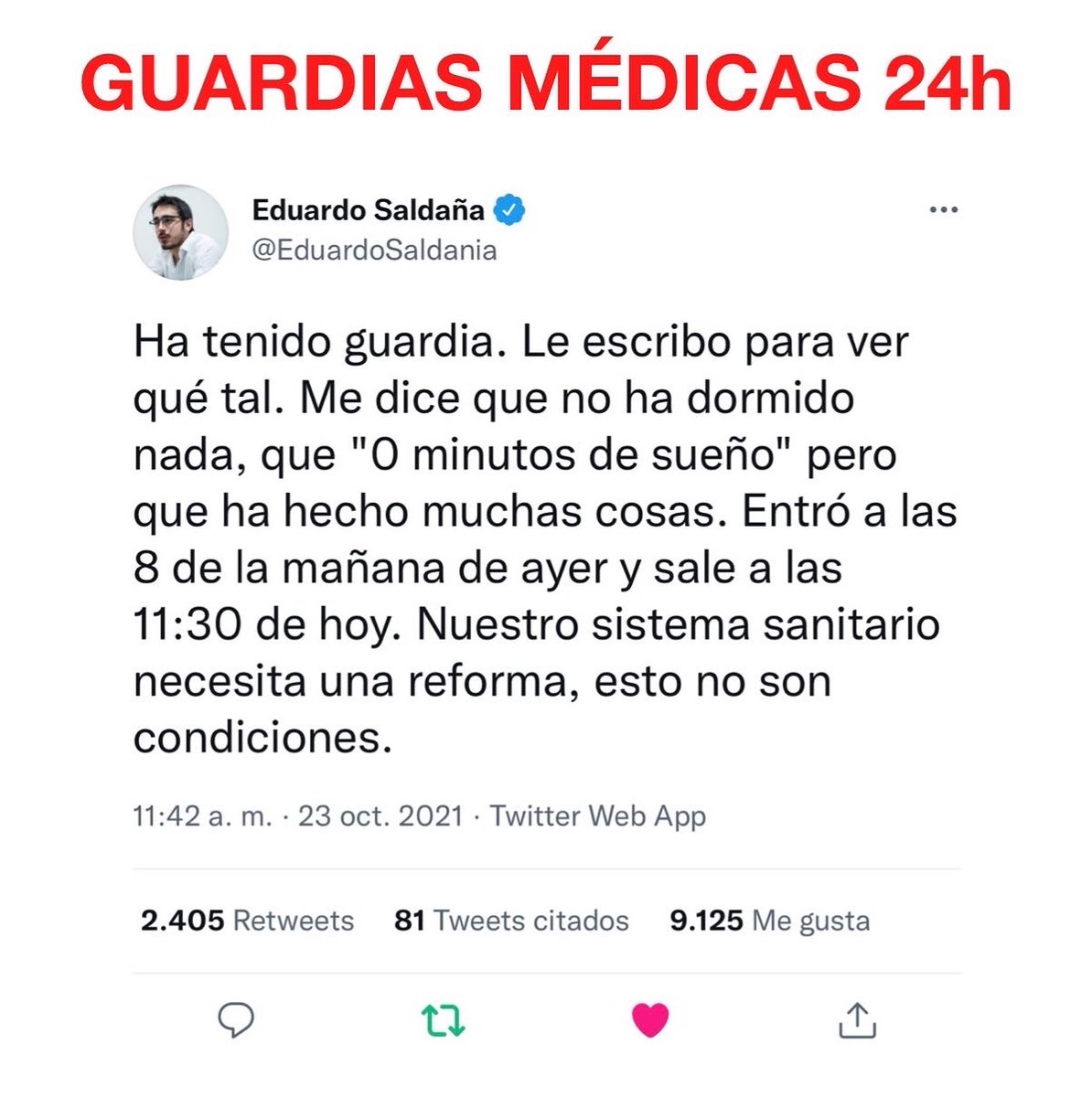 AsociacionMIRe's tweet photo. GUARDIAS MIR 24h

‘Este tipo de jornadas de trabajo tienen efectos fatales en el cerebro de los médicos, el rendimiento cognitivo de los facultativos puede reducirse casi una cuarta parte’ https://t.co/BjVb9wd77Q