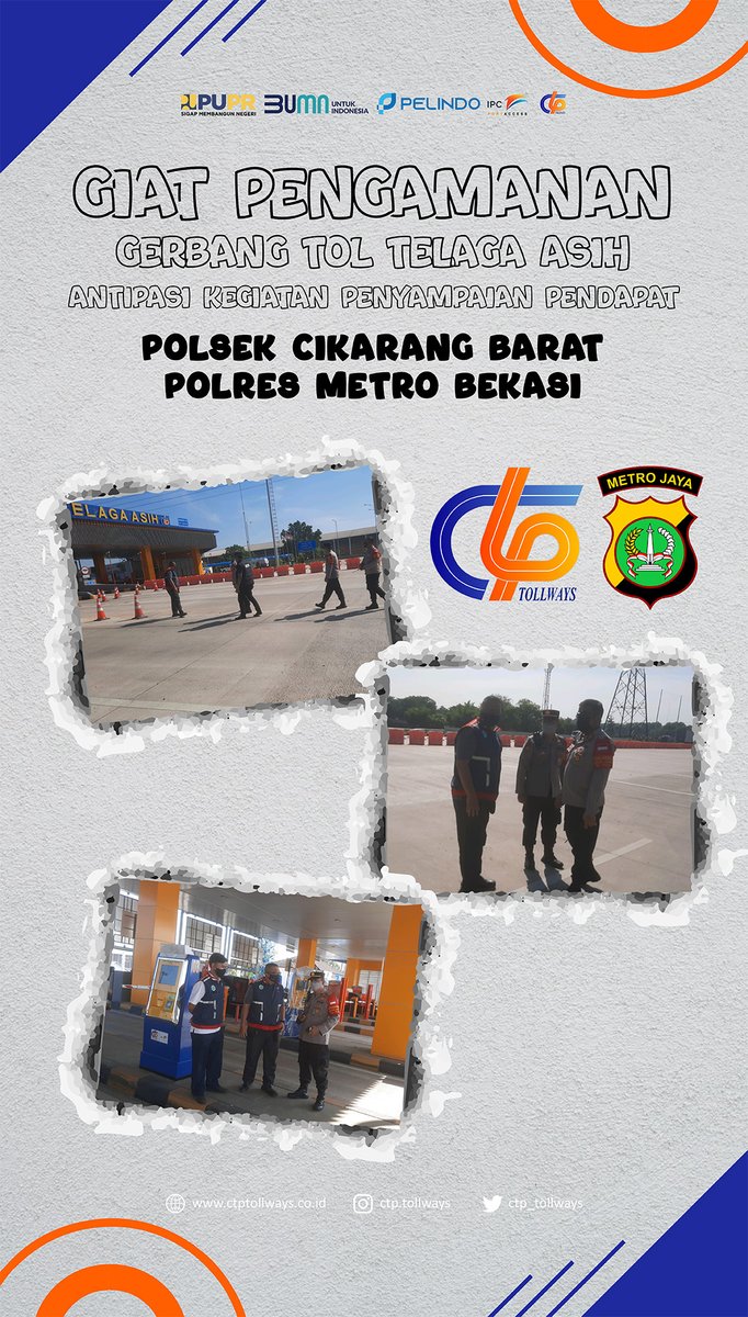 ctp_tollways's tweet photo. Giat Pengamanan Gerbang Tol Telaga Asih, Antisipasi Kegiatan Penyampaian Pendapat, Bersama Polsek Cikarang Barat &amp; Polres Metro Bekasi..

#JalanTolCibitungCilincing https://t.co/Lg5LsVfGPy