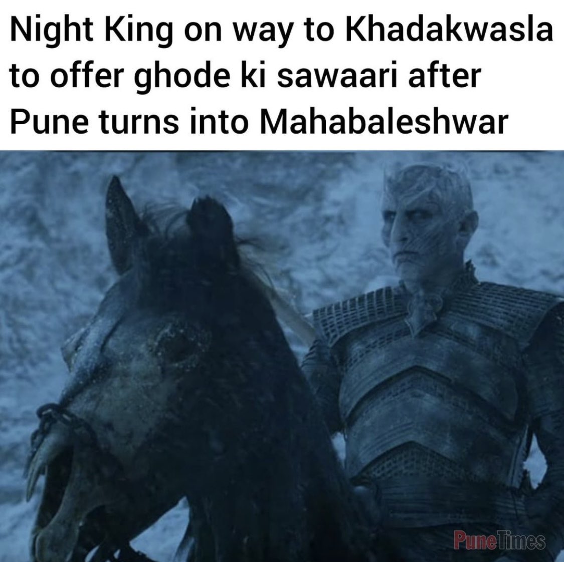 PuneTimesOnline's tweet photo. It’s raining #MEMES along with #Pune ki baarish!
Let the #memewar begin! Have any #punerains meme? Share with us and we shall feature the best of them!

#WinterIsComing #NightKing #GOTmeme #memesdaily #punerain #puneweather #pausala #ThursdayThoughts #TrendingNow https://t.co/pZThpTi1n0