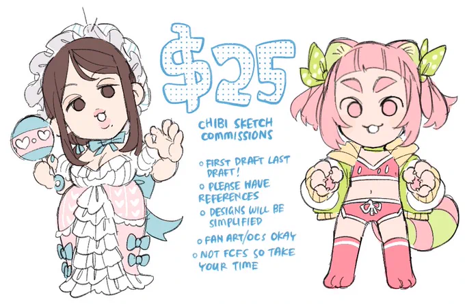 the holiday season is murdering me so temporary chibi comms! please send a dm if interested! i'll close after 5 slots 