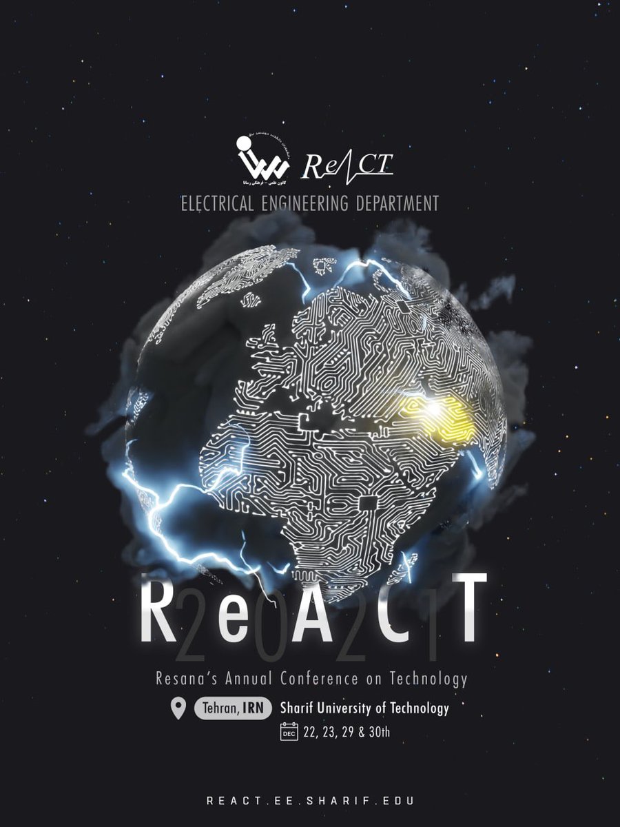 RealResana's tweet photo. 🔘انجمن علمي رسانا برگزار ميكند:

"دومين دوره رويداد ReACT"

🗓 در اين رويداد چهار روزه،اساتيد،
مديران ارشد و مهندسان شركت هاي بزرگ از سراسر دنيا گرد هم مي آيند تا پيرامون زمينه هاي كاري خود و چالش هاي مهندسي برق صحبت كنند.
https://t.co/N9hNXLtbFa
#ReACT_2021 https://t.co/x0PL9m4UIG