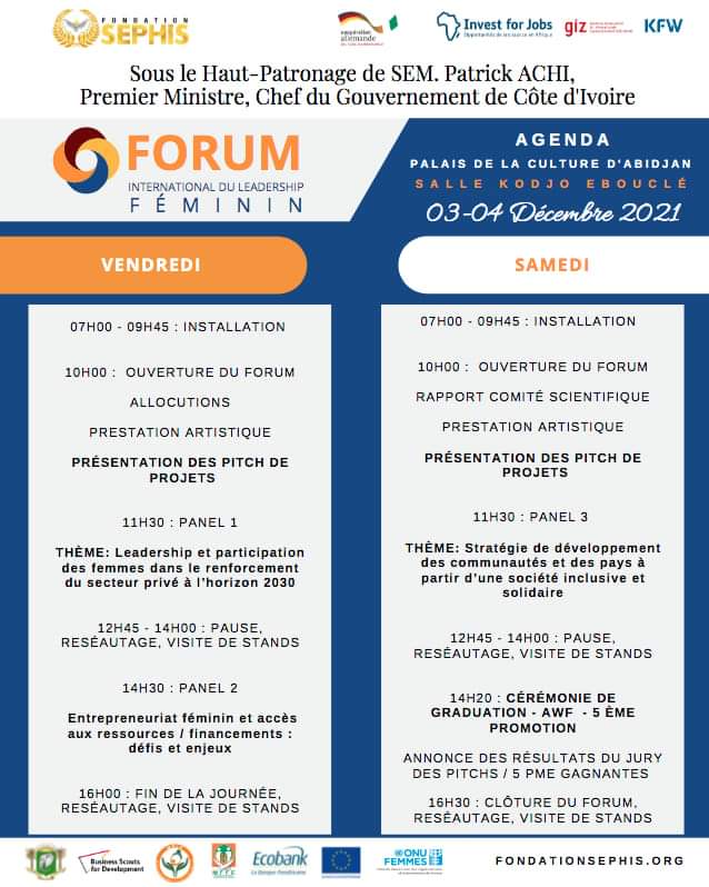 🛑 AGENDA #FILF

 🔜 facebook.com/events/5954429…

INSTALLATION: 07H00 🕖 -09H00 🕘 

ENTRÉE GRATUITE !!!
NB: NOMBRE DE PLACES LIMITÉ

#FILF_SEPHIS on arrive … 🔥

#leadership_genre #making_leaders #FILF_SEPHIS  #cooperationallemande #GIZ #InvestForJobs
