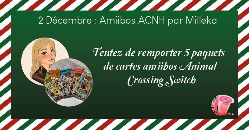 TsukixSleepy's tweet photo. 🎅CALENDRIER J N°2🎅

Tentez de gagner 5 paquets de cartes amiibos, 1 de chaques série🎄

Pour participer:

•RT &amp; Follow l'incroyable @MILLEKA4 &amp; @TsukixSleppy

Vous pouvez aussi participer sur Instagram: tsuki_x_sleepy

•1 gagnant par jours 

TAS ce jour 21h🎁

Bonne chance🍀 https://t.co/RZfCmUmnro